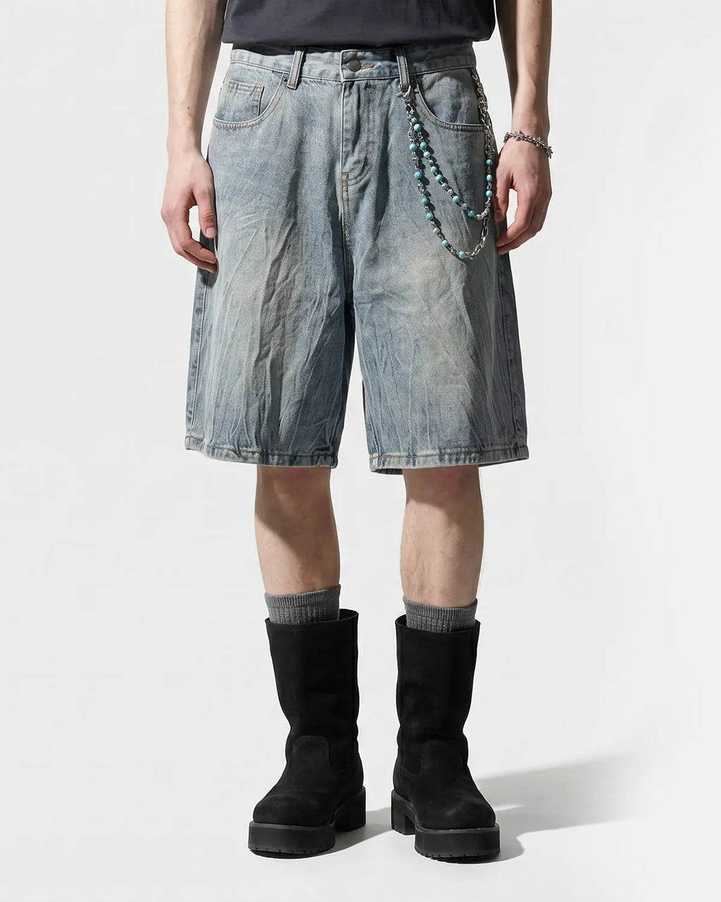 Textured Washed Longline Jorts | Inflation Streetwear