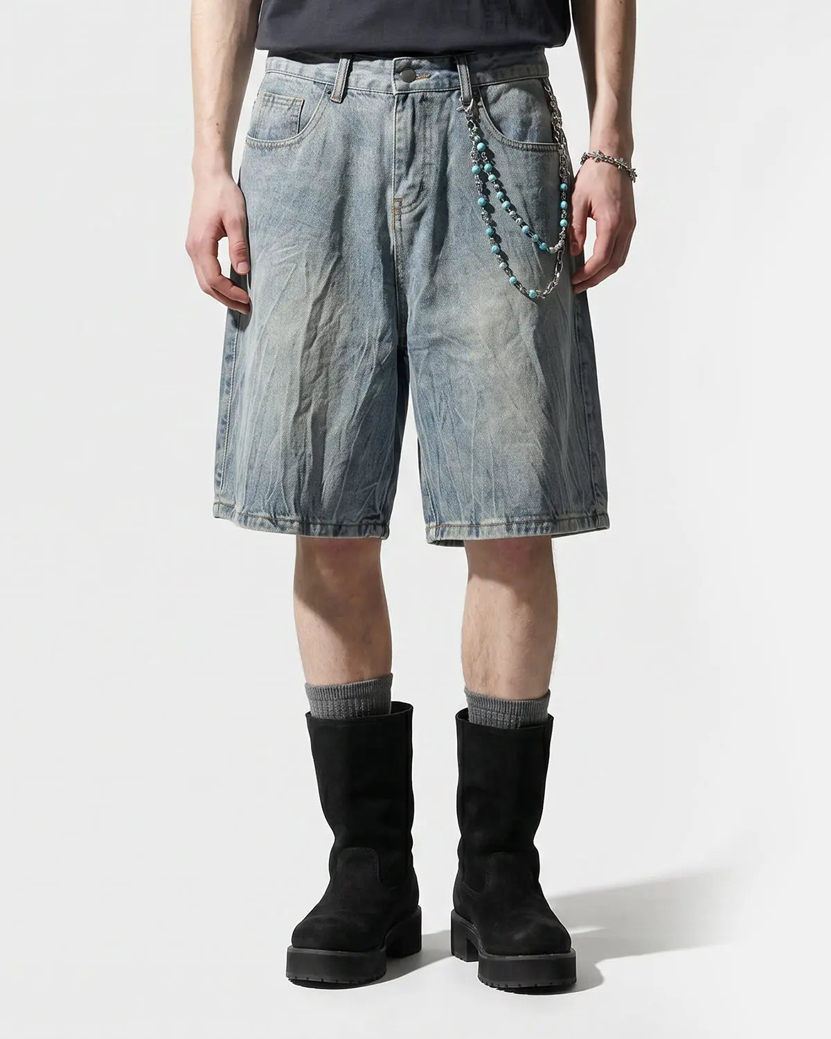 Textured Washed Longline Jorts | Inflation Streetwear