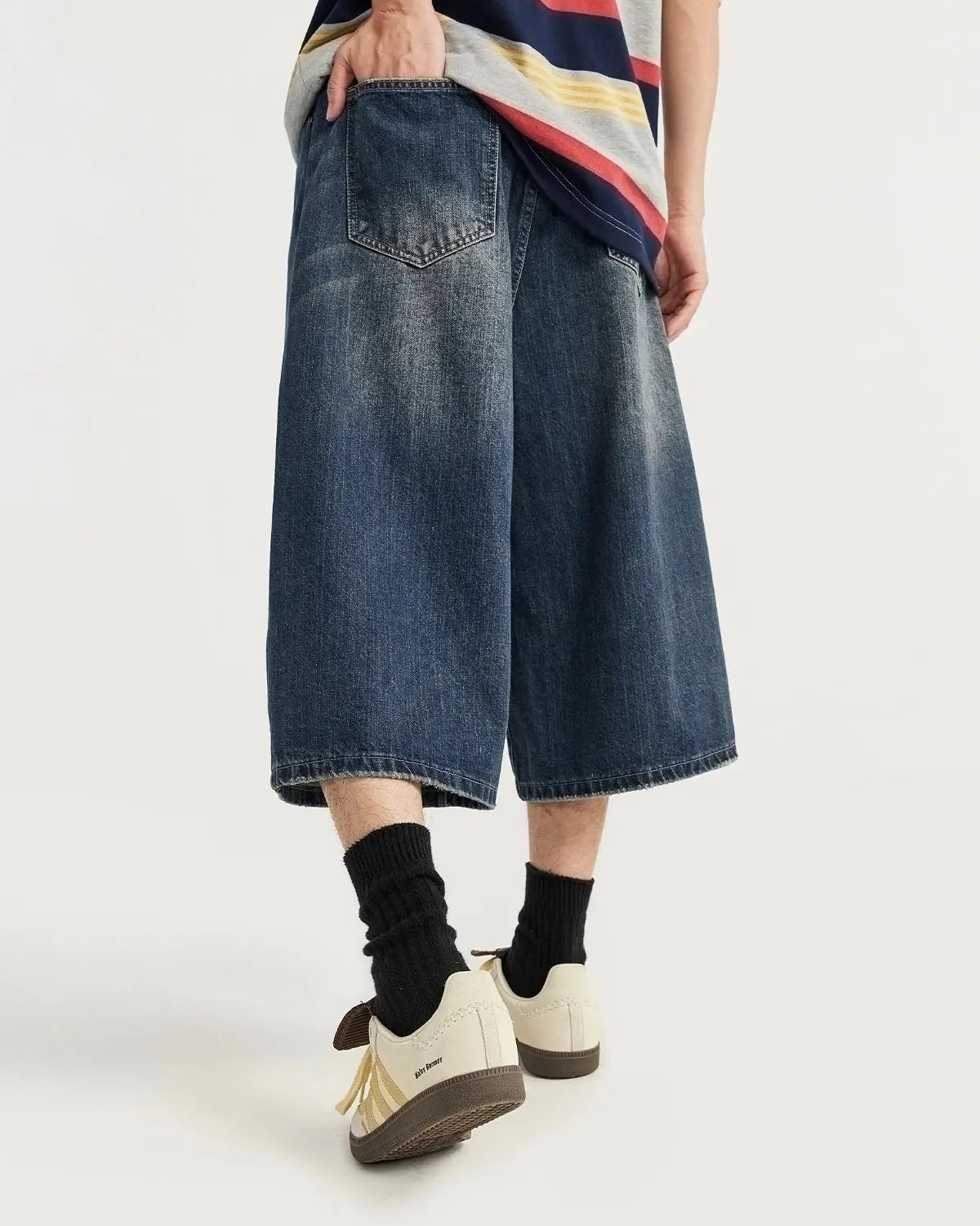 Acid Washed Longline Baggy Denim Jorts | Inflation Streetwear