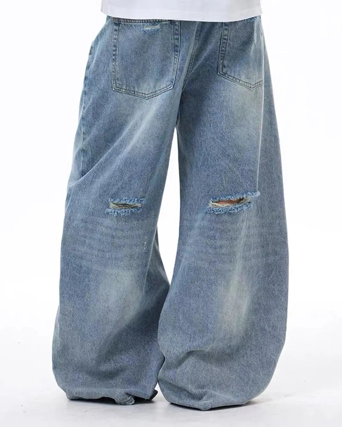 Vintage Wash Distressed Baggy Jeans | Inflation Streetwear