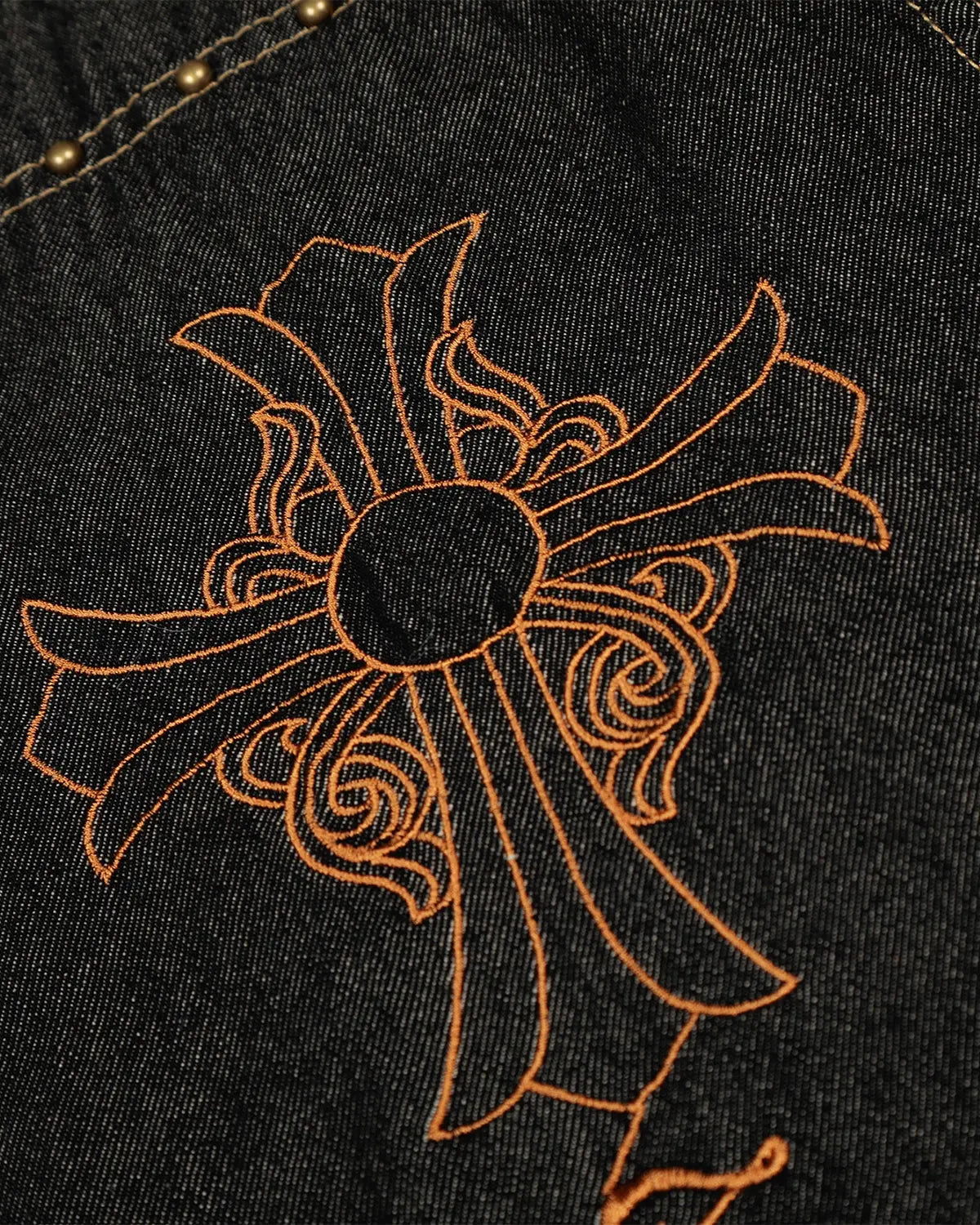 Gothic Cross Embroidery Barrel Jeans | Inflation Streetwear