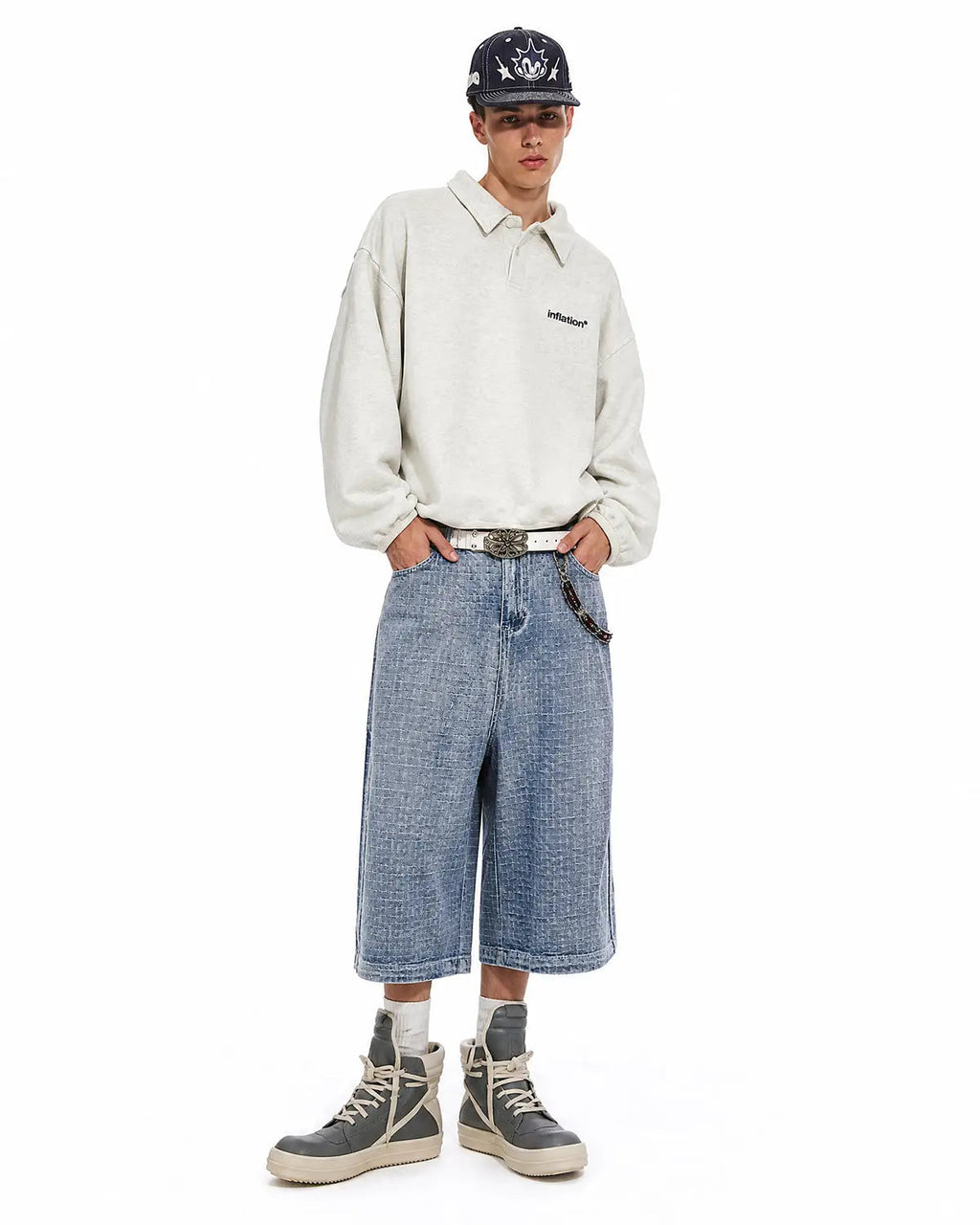 Grid Texture Baggy Jorts | Inflation Streetwear