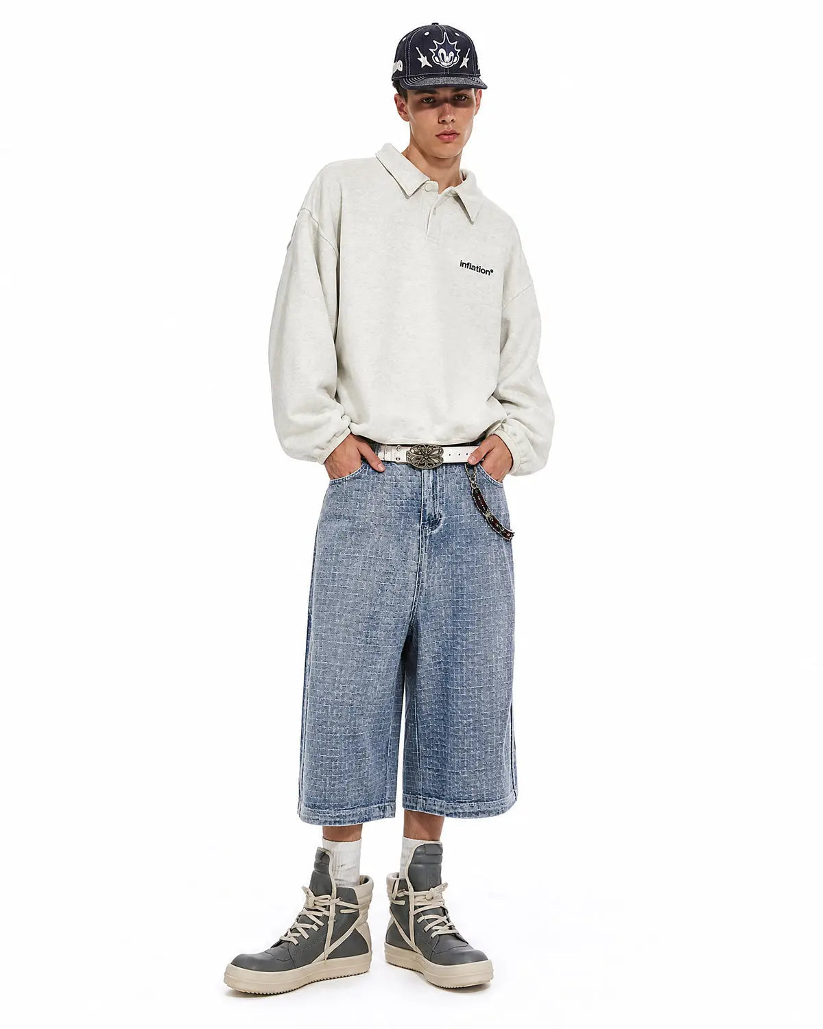 Grid Texture Baggy Jorts | Inflation Streetwear