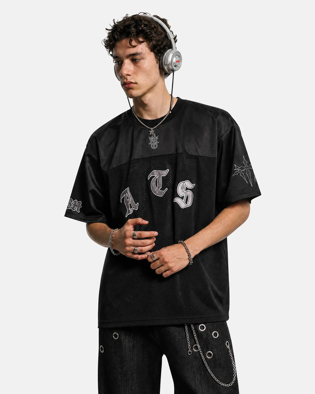 Gothic Embroidered Mesh Jersey | Inflation Streetwear
