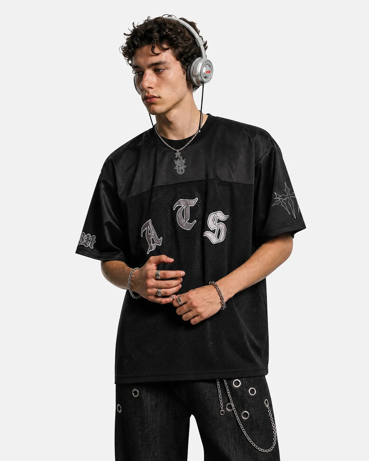 Gothic Embroidered Mesh Jersey | Inflation Streetwear