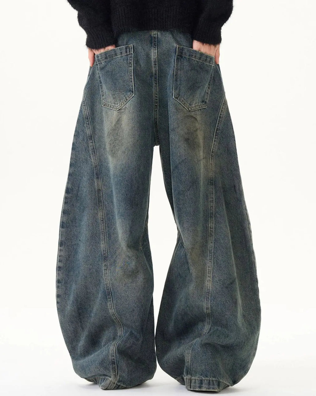 Washed Deconstructed Barrel Jeans | Inflation Streetwear