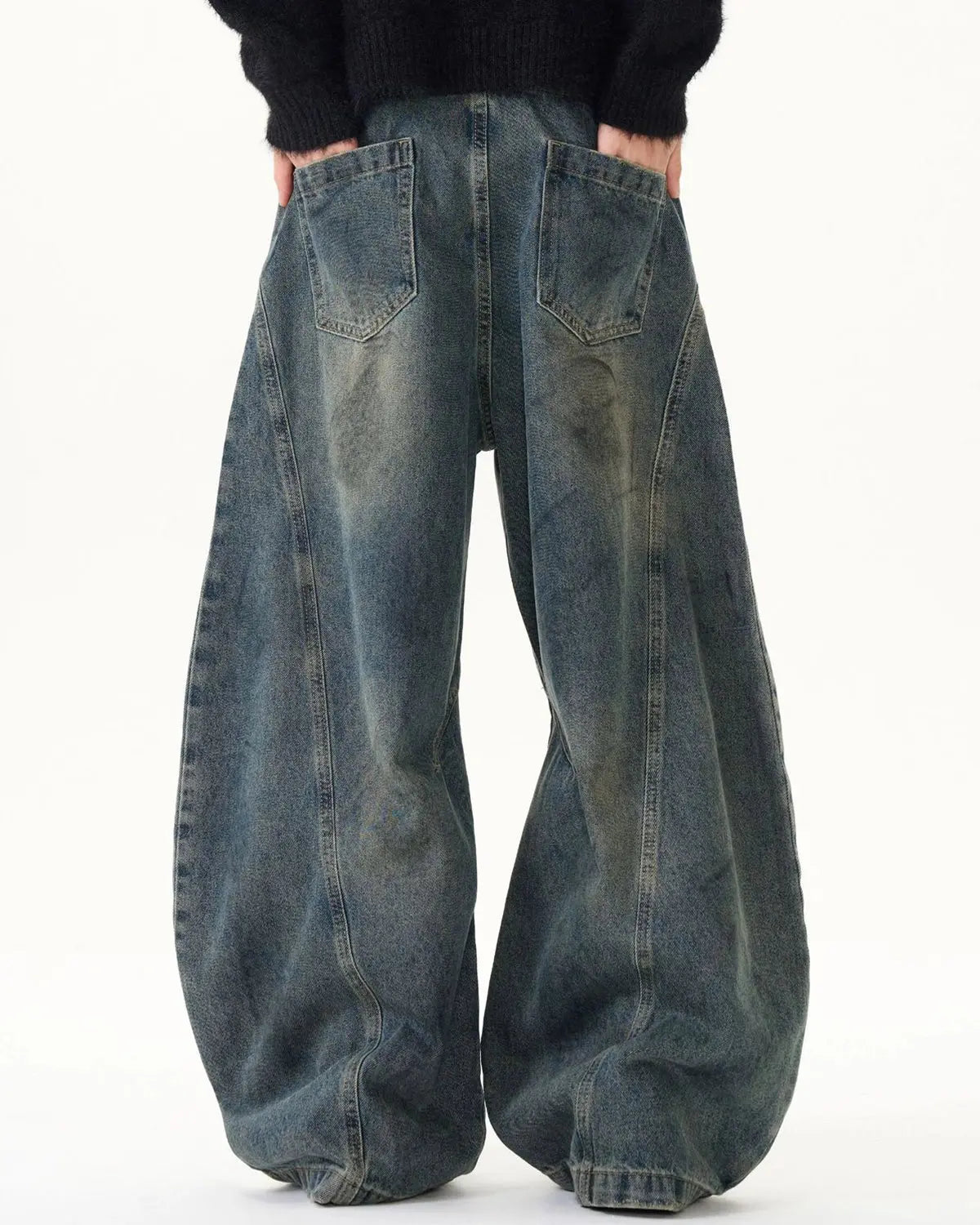 Washed Deconstructed Barrel Jeans | Inflation Streetwear