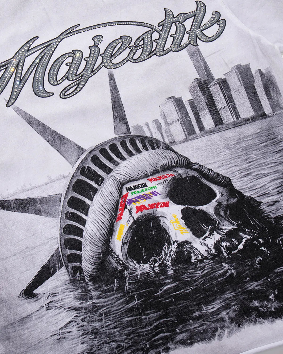 Rhinestone Washed Graphic T-Shirt | Inflation Streetwear
