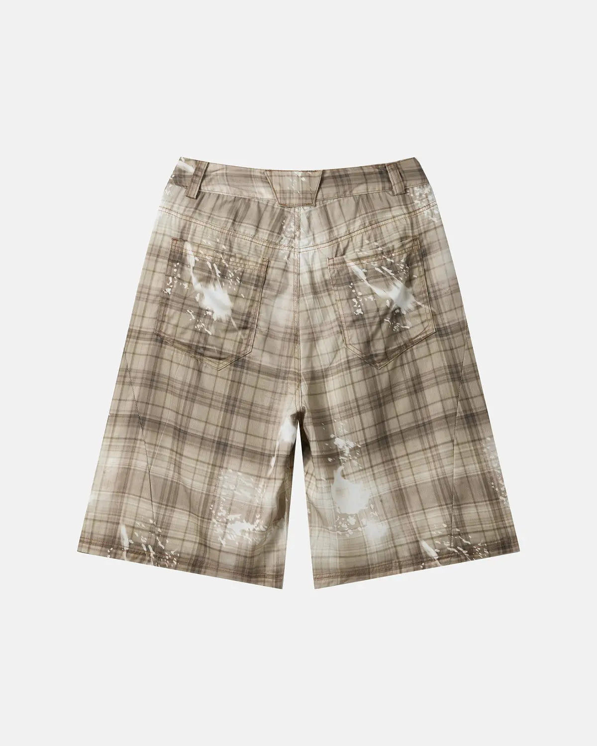 Tencel Washed Plaid Print Longline Shorts | Inflation Streetwear