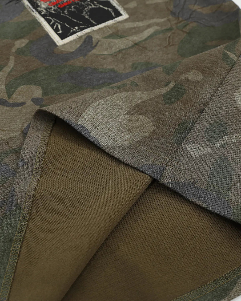 Vintage Camo Patch Graphic T-Shirt | Inflation Streetwear
