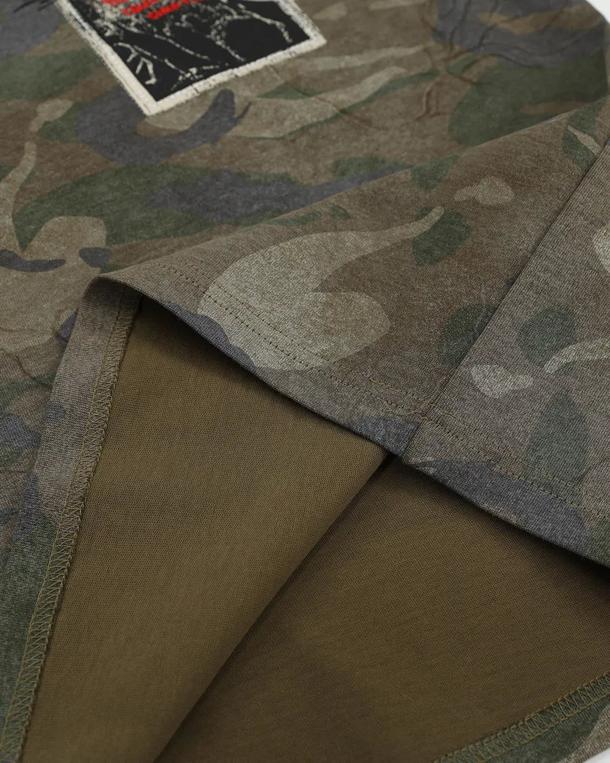 Vintage Camo Patch Graphic T-Shirt | Inflation Streetwear