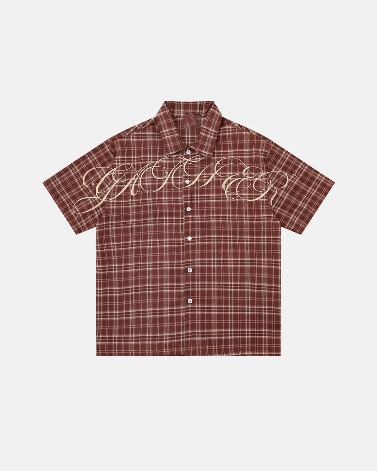 Lettering Embroidery Plaid Shirts | Inflation Streetwear