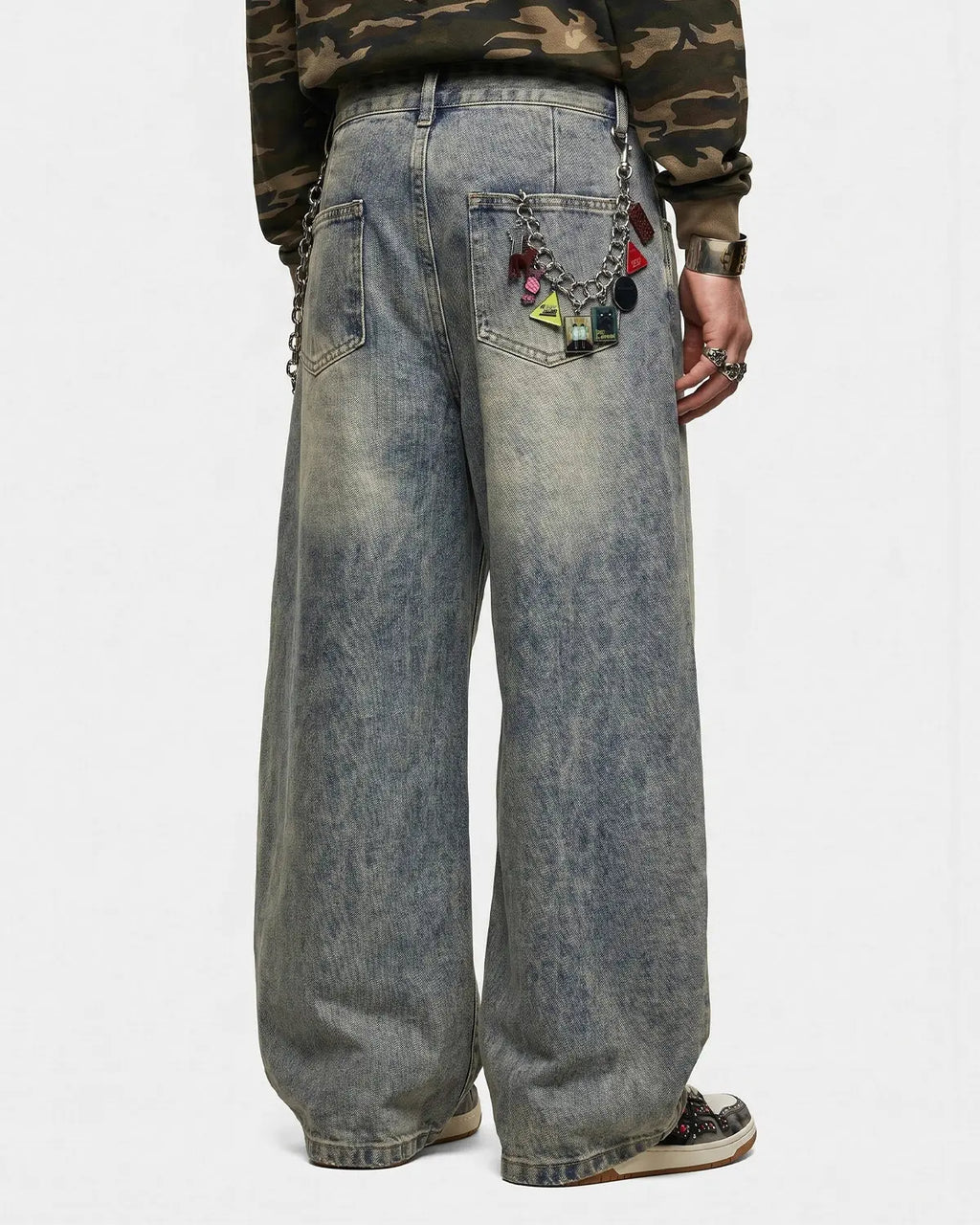 Distressed Eyelet Barrel Jeans | Inflation Streetwear