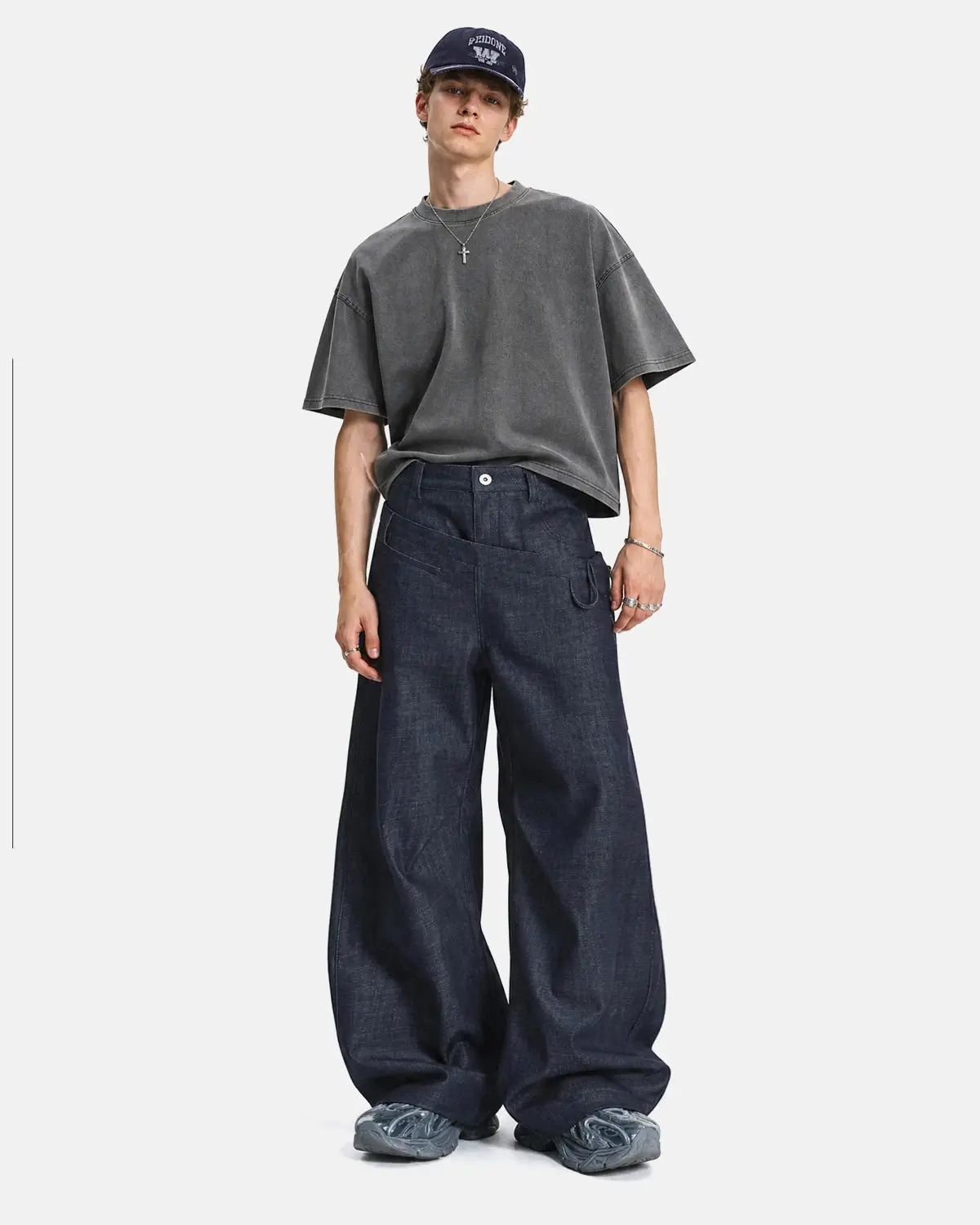 Asymmetric Wrap Waist Baggy Jeans | Inflation Streetwear