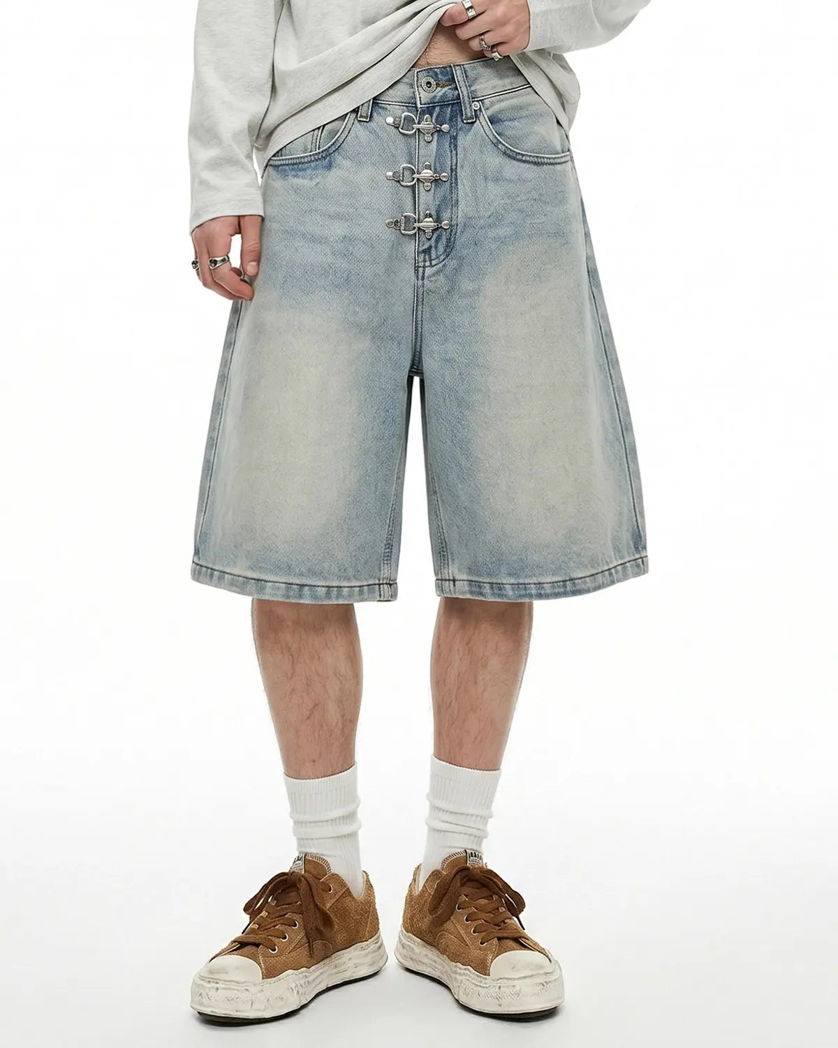 Metal Clasp Baggy Jorts | Inflation Streetwear
