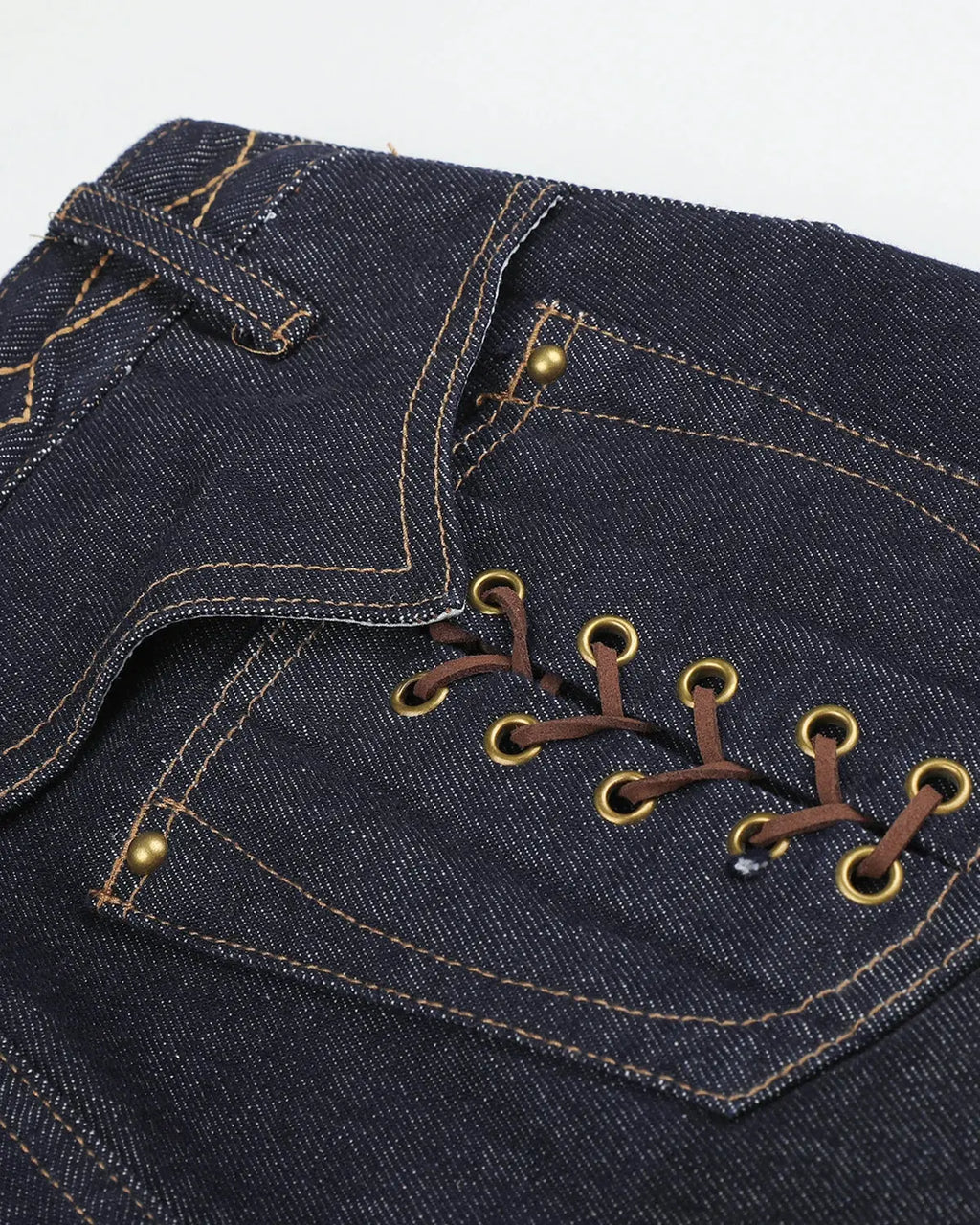 Side Lace-Up Raw Baggy Jeans | Inflation Streetwear