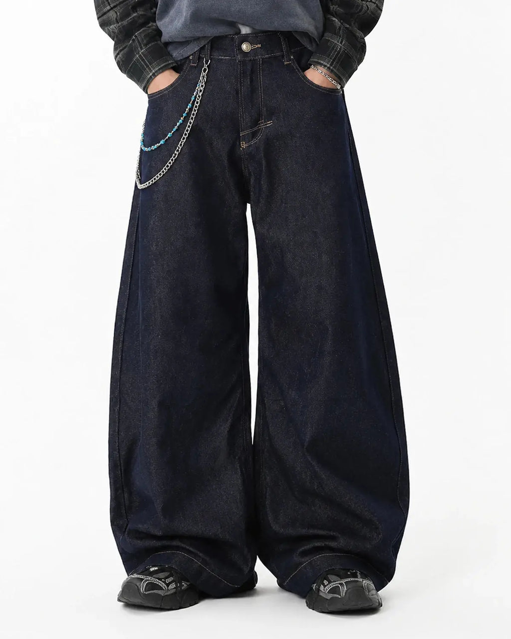 Raw Wash Barrel Jeans with Cinch Back | Inflation Streetwear