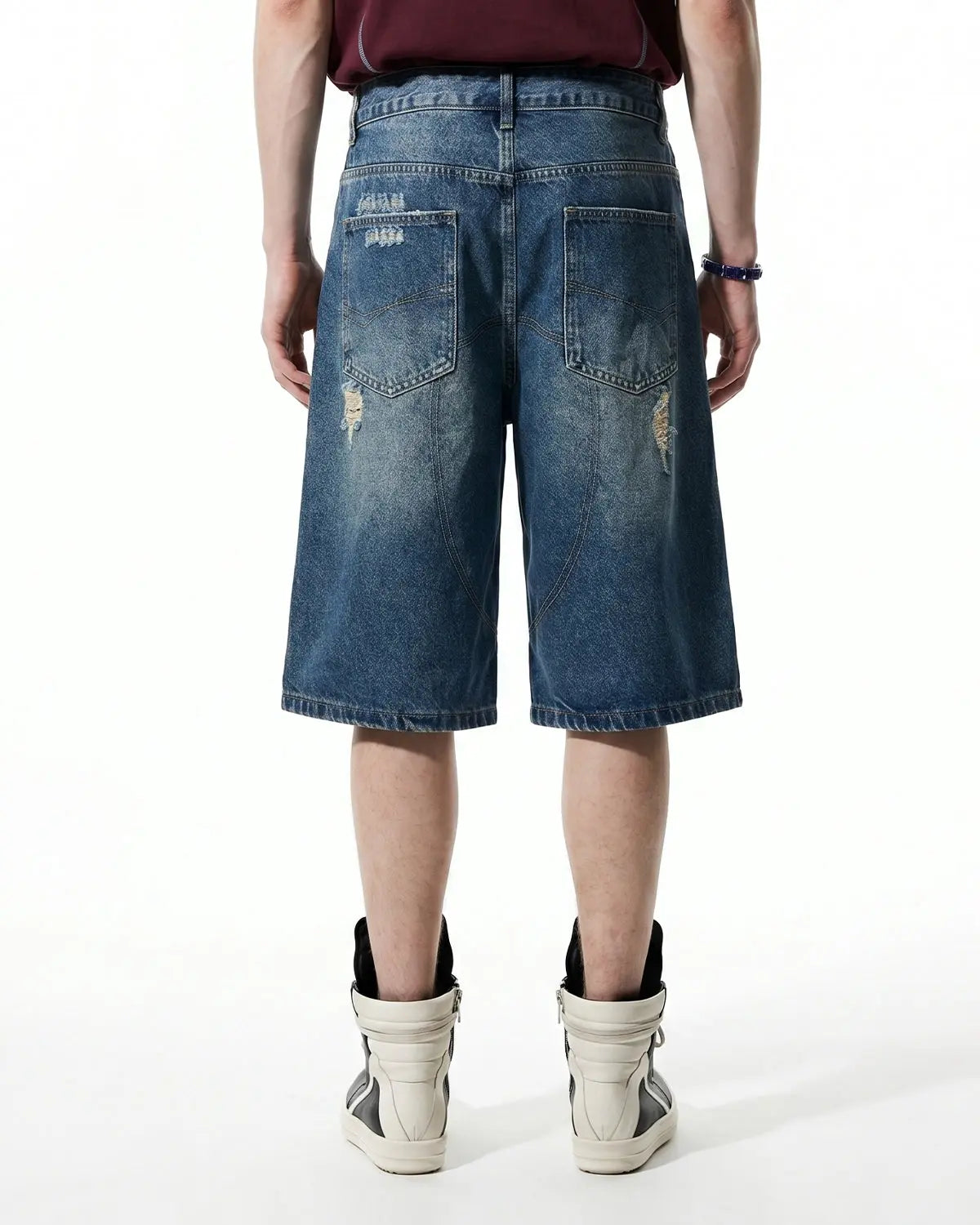 Heavy Washed Distressed Baggy Jorts | Inflation Streetwear
