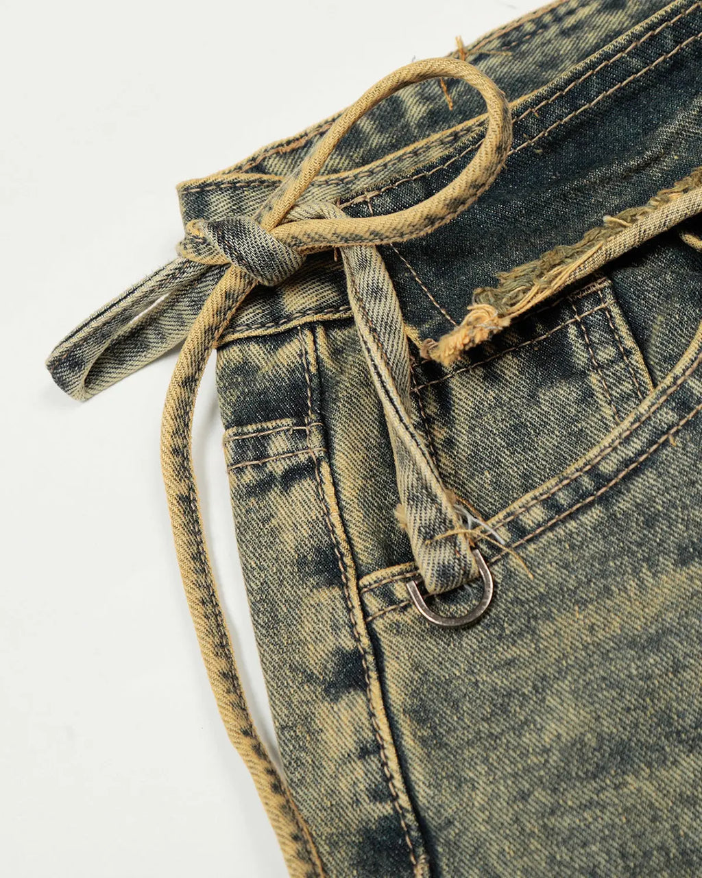 Distressed Washed Wide Leg Denim Jeans | Inflation Streetwear