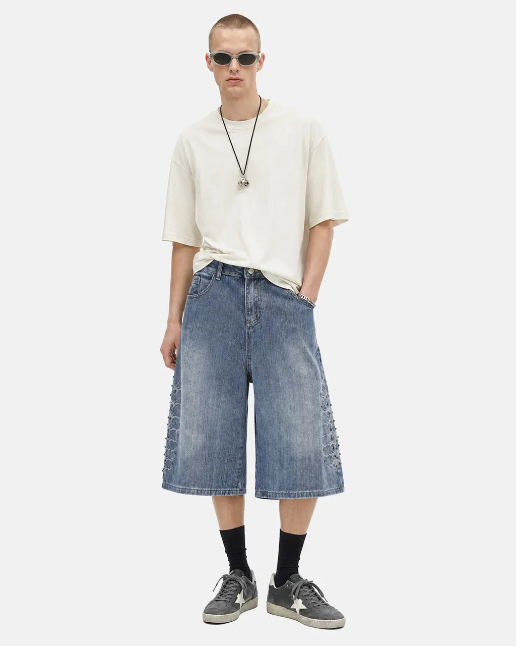 Studded Bamboo Weave Jorts | Inflation Streetwear