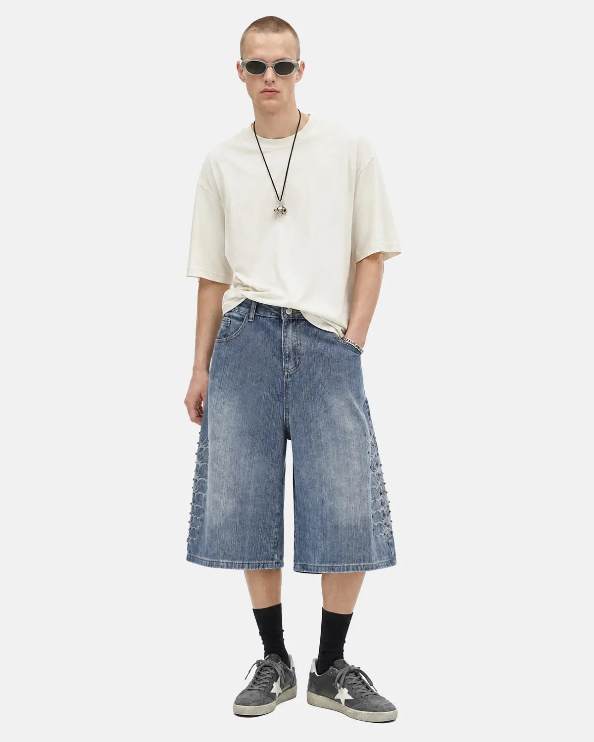 Studded Bamboo Weave Jorts | Inflation Streetwear