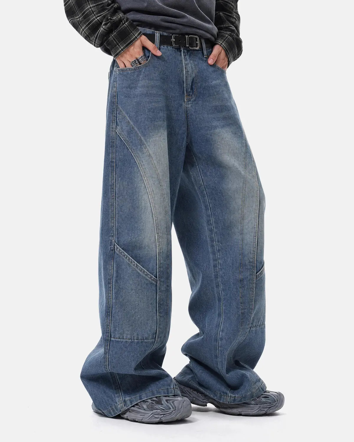 Deconstructed Baggy Straight-Leg Jeans | Inflation Streetwear
