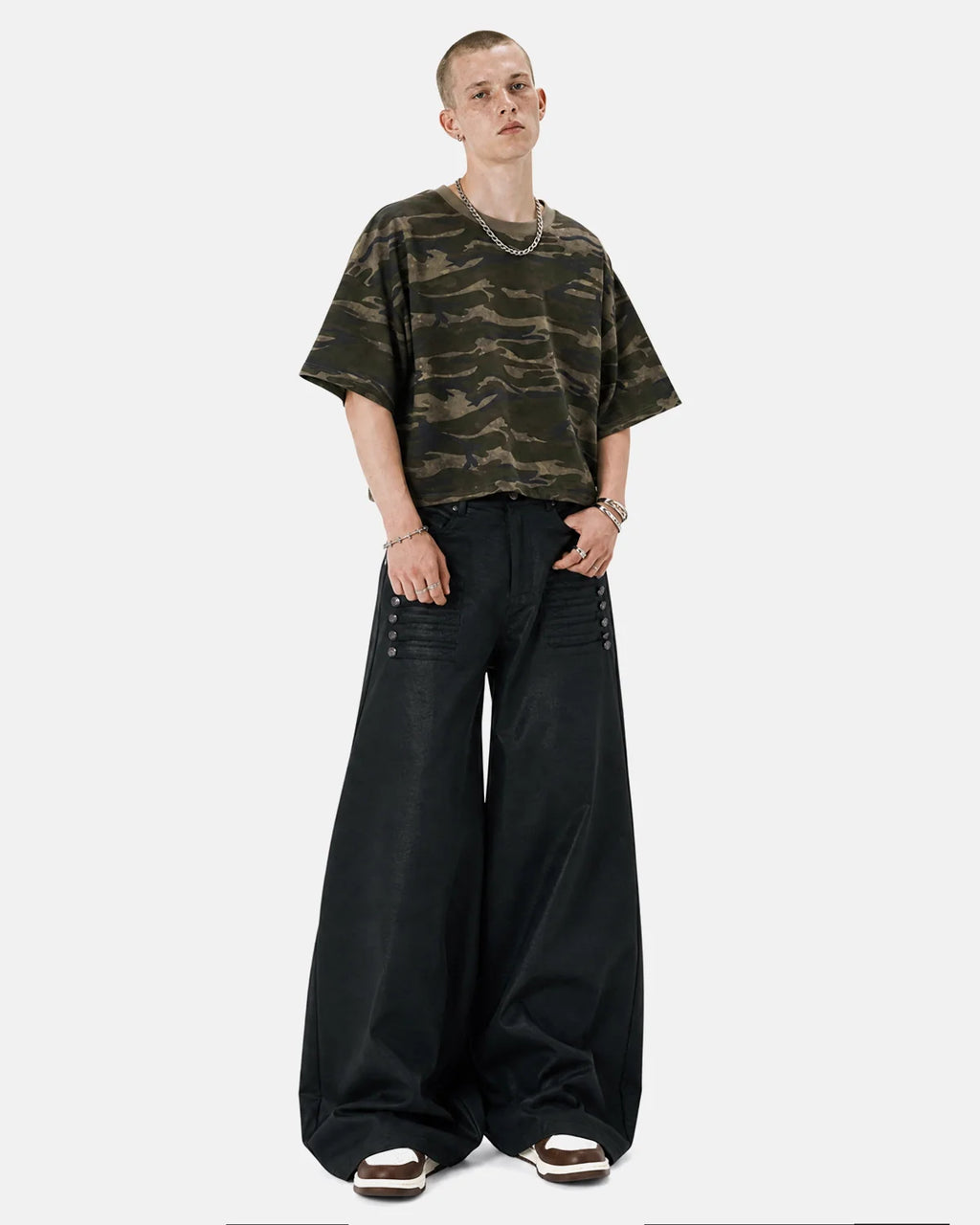 Black Graphic Wide Leg Pants | Inflation Streetwear