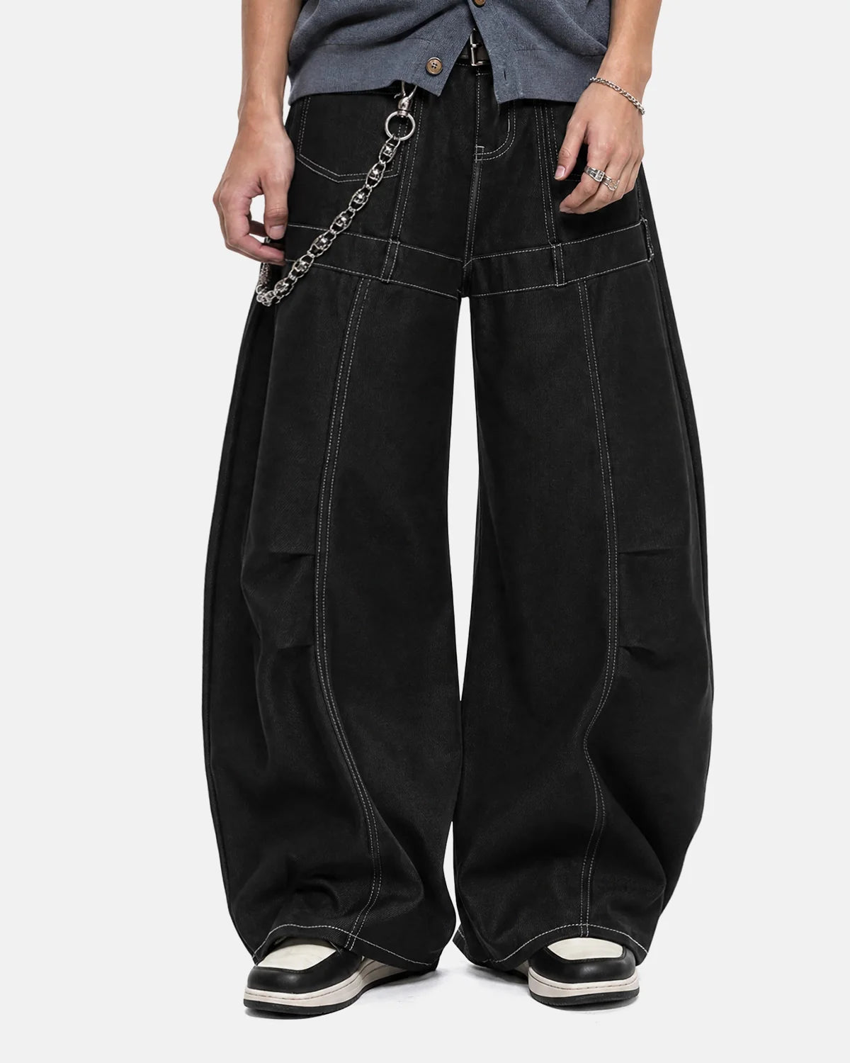 Contrast Stitch Baggy Barrel  Jeans | Inflation Streetwear