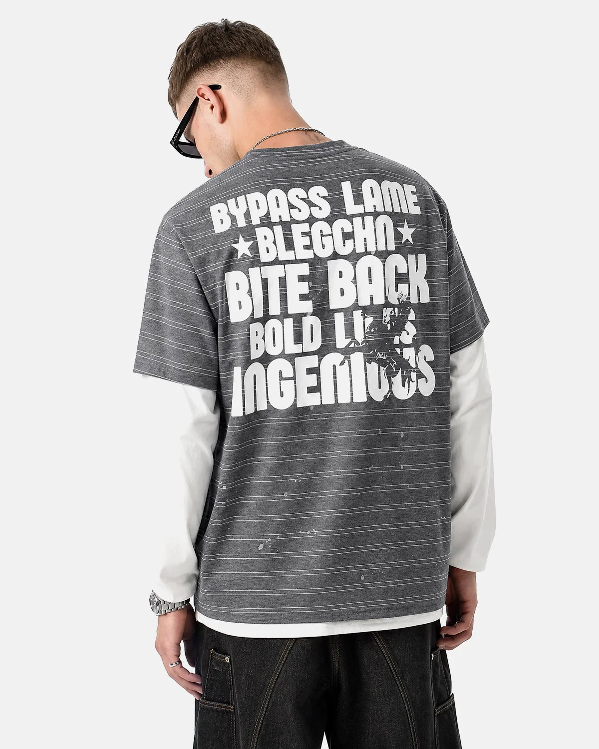 Layered Henley Stripe T-Shirt | Inflation Streetwear