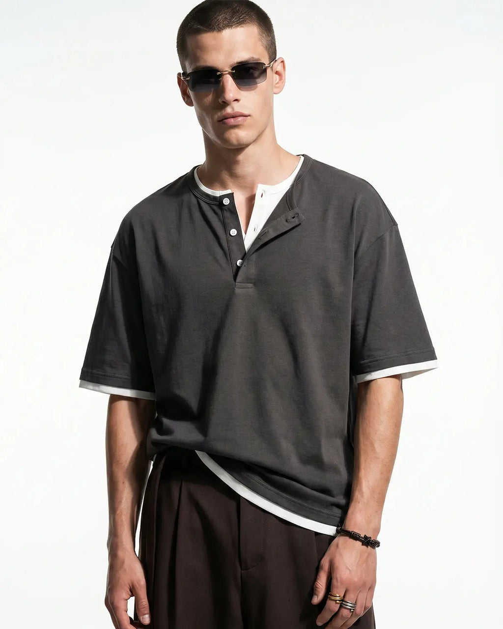 Old Money Layered Henley T-Shirt | Inflation Streetwear
