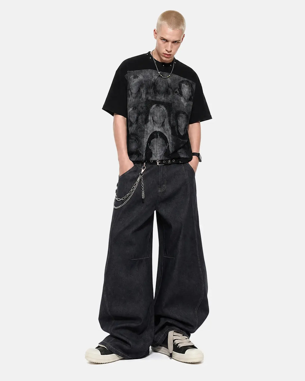 Portrait Graphic Waffle Boxy T-Shirt | Inflation Streetwear