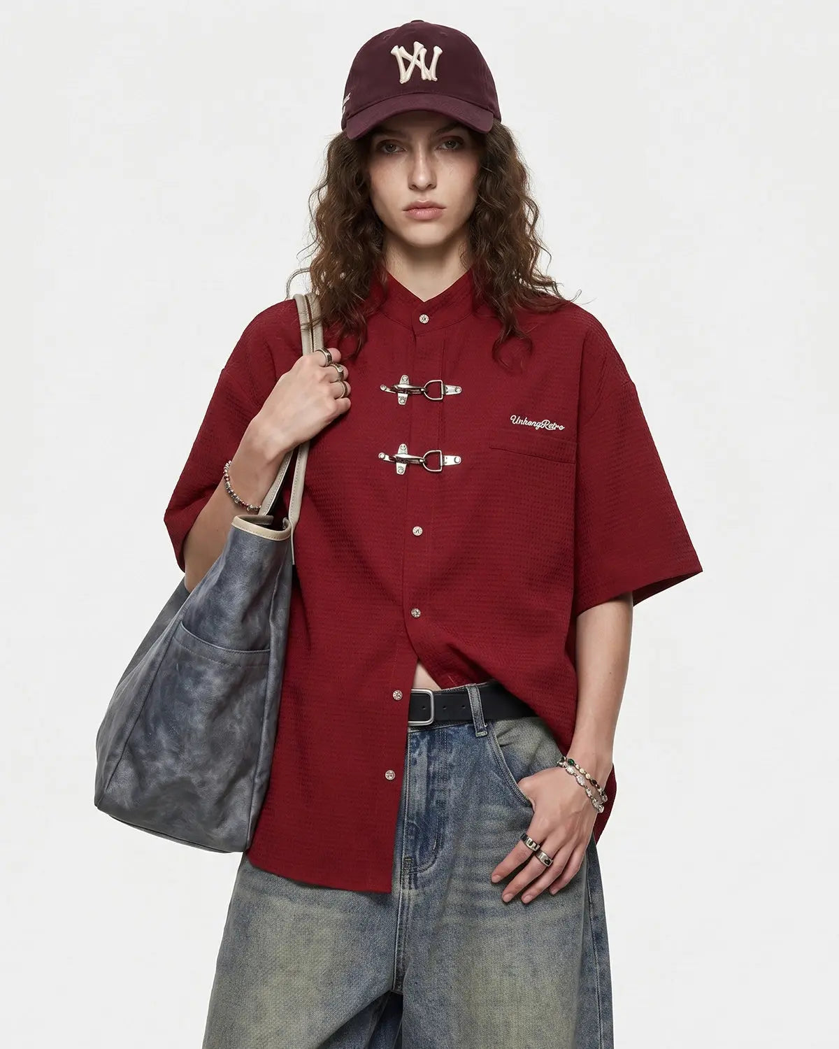 Waffle Shirt with Metal Clasp Detail | Inflation Streetwear