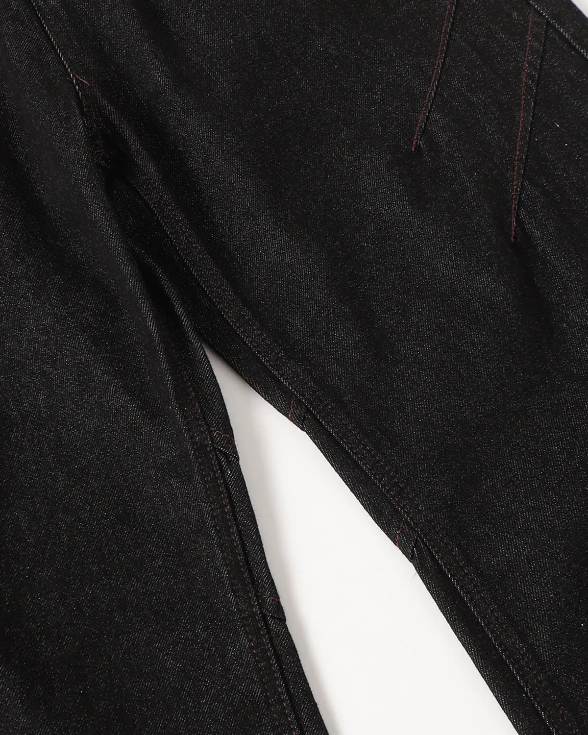 Stitching Deconstructed Raw Bootcut Jeans | Inflation Streetwear