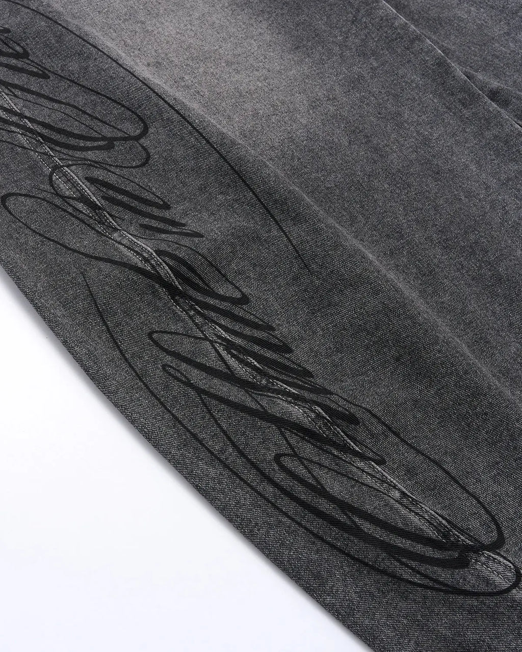 Script Graphic Washed Barrel Jeans | Inflation Streetwear