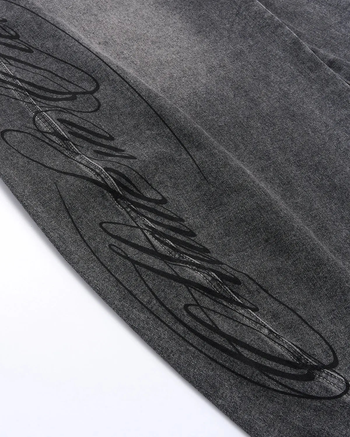 Script Graphic Washed Barrel Jeans | Inflation Streetwear