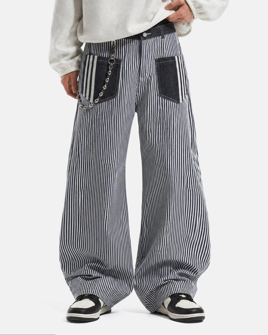 Striped Patch Pocket Baggy Jeans | Inflation Streetwear