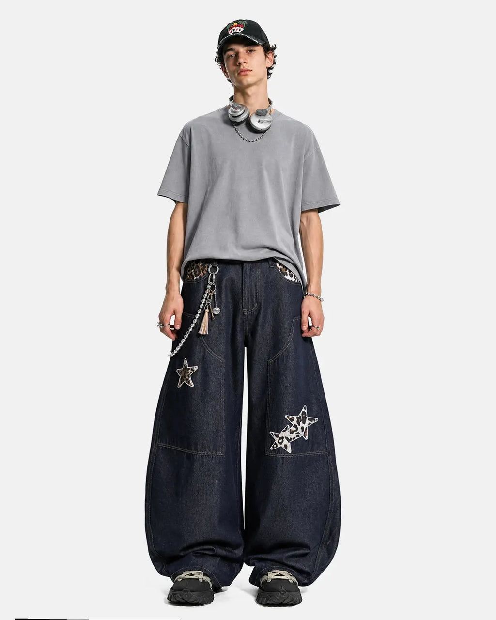 Leopard Star Patch Barrel Jeans | Inflation Streetwear