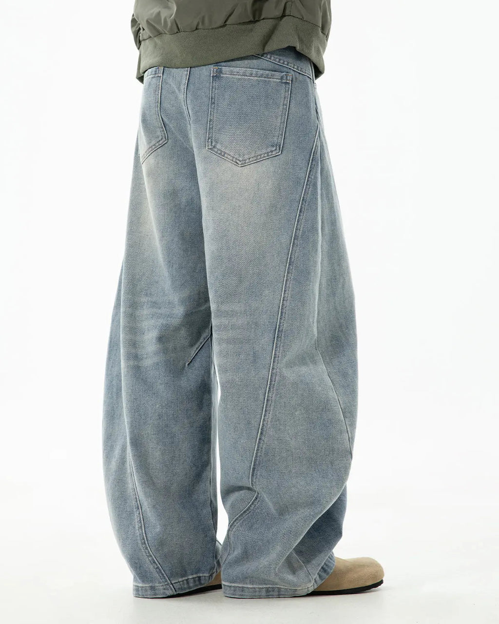 Curved Seam Deconstructed Barrel Jeans | Inflation Streetwear