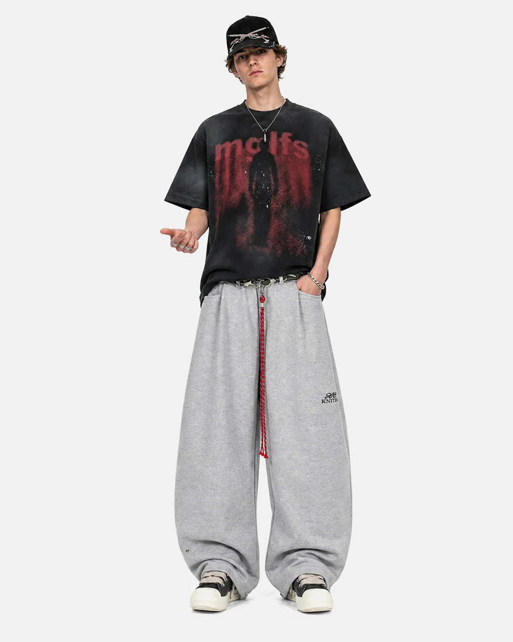 Gothic Letter Print Cotton T-Shirt | Inflation Streetwear