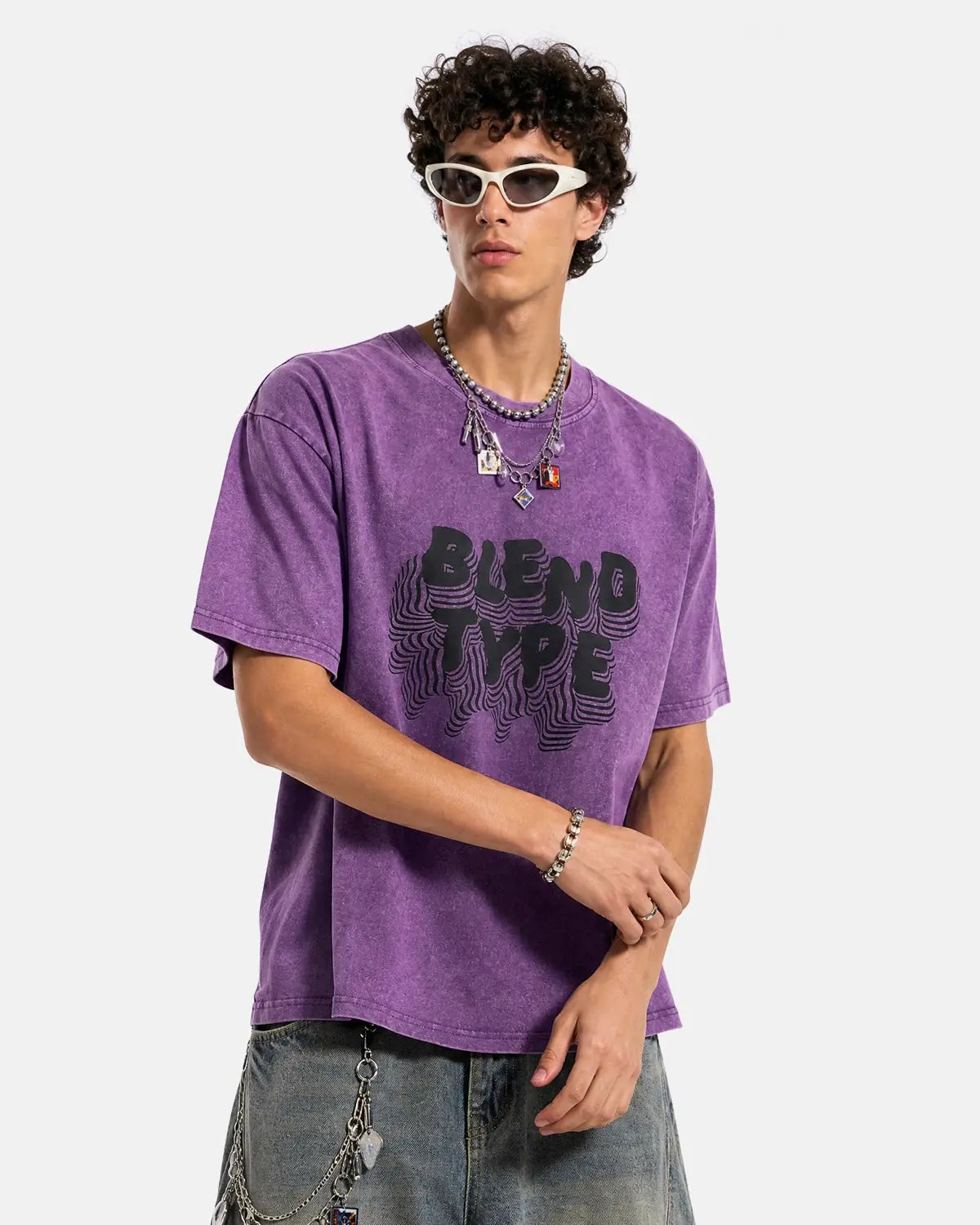 Purple Washed Oversized Graphic T-Shirt | Inflation Streetwear