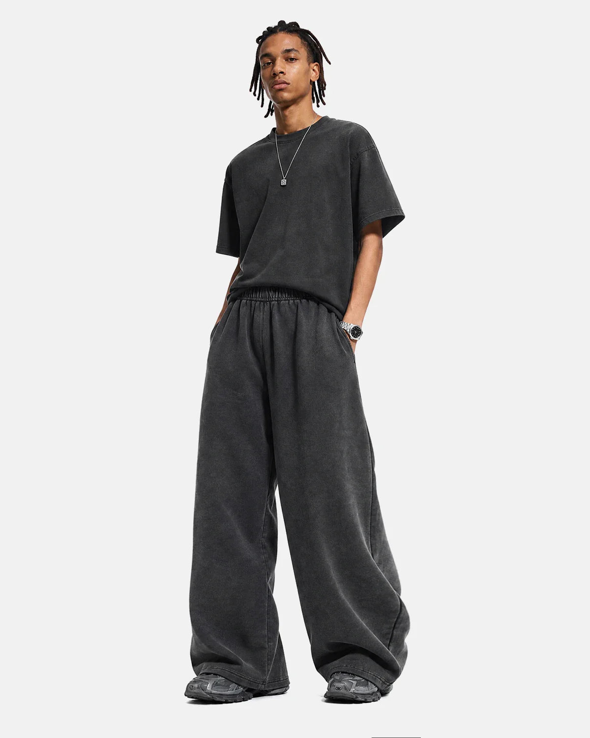 Washed Graphic Wide-Leg Sweatpants | Inflation Streetwear
