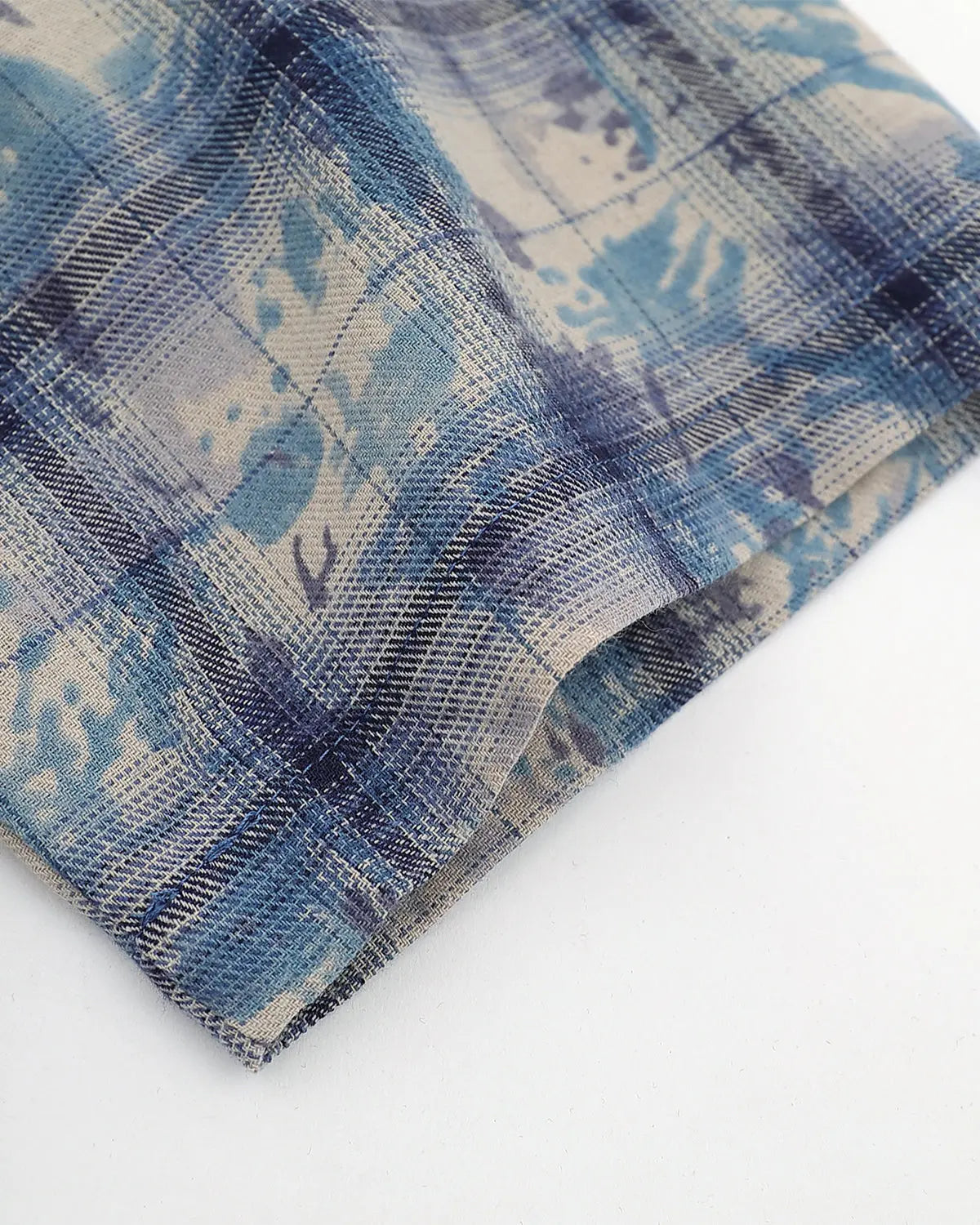 Tie-Dye Plaid Sequin Short-Sleeve Shirt | Inflation Streetwear