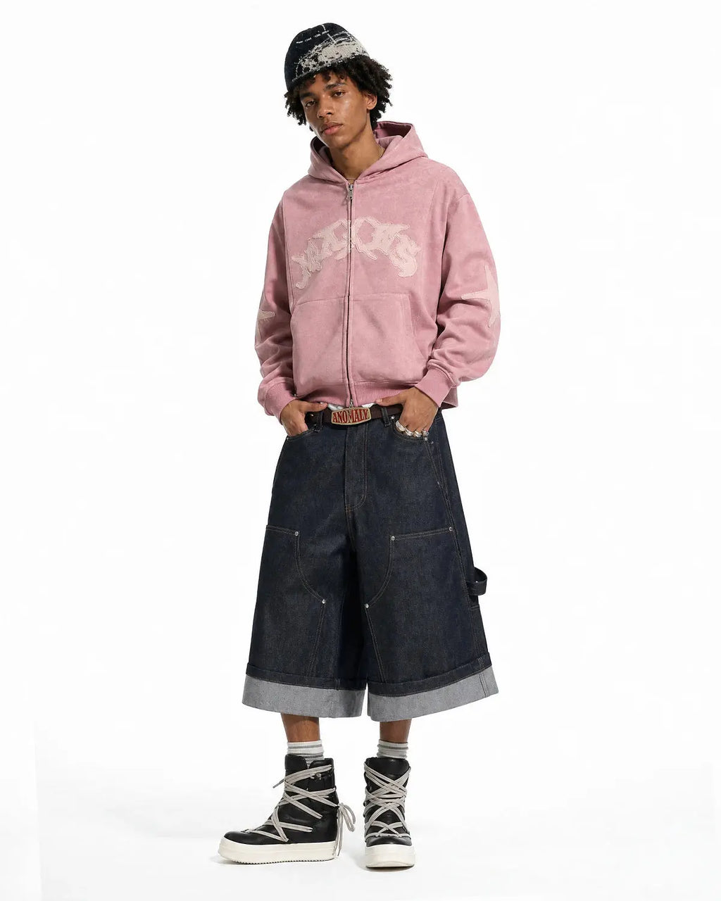 Suede Patch Embroidery Zip Hoodie | Inflation Streetwear