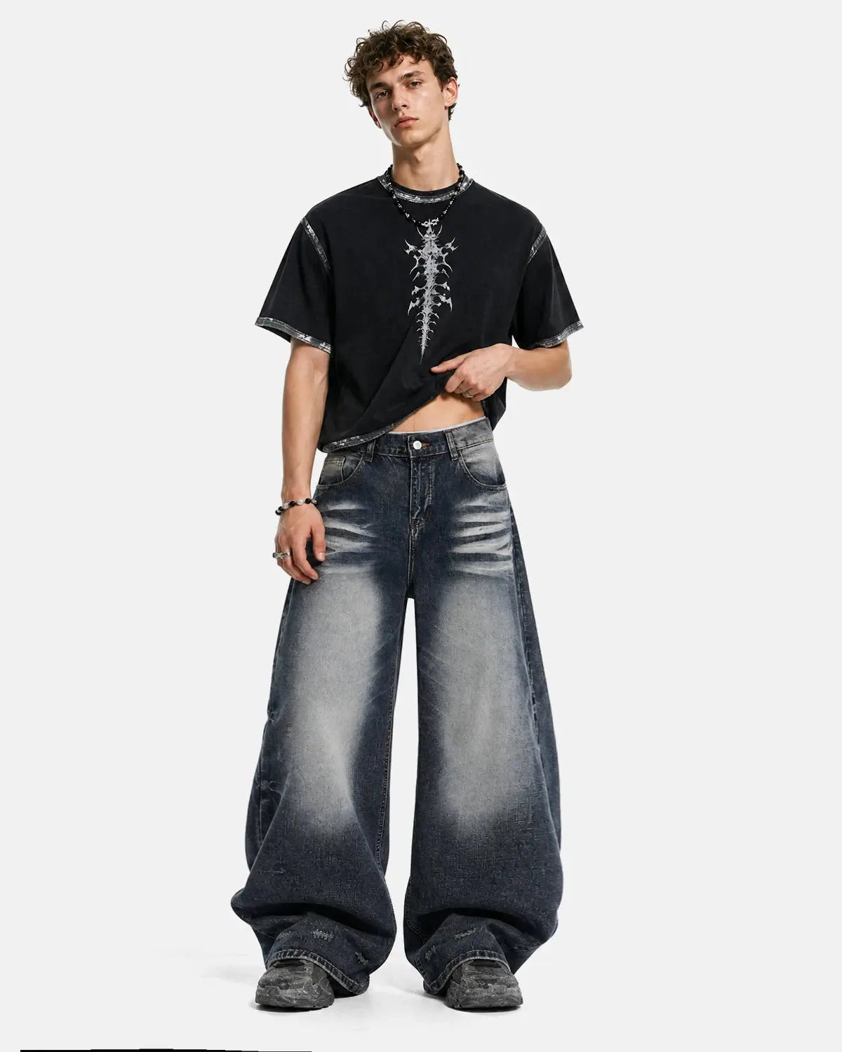 Faded Whisker Baggy Jeans | Inflation Streetwear