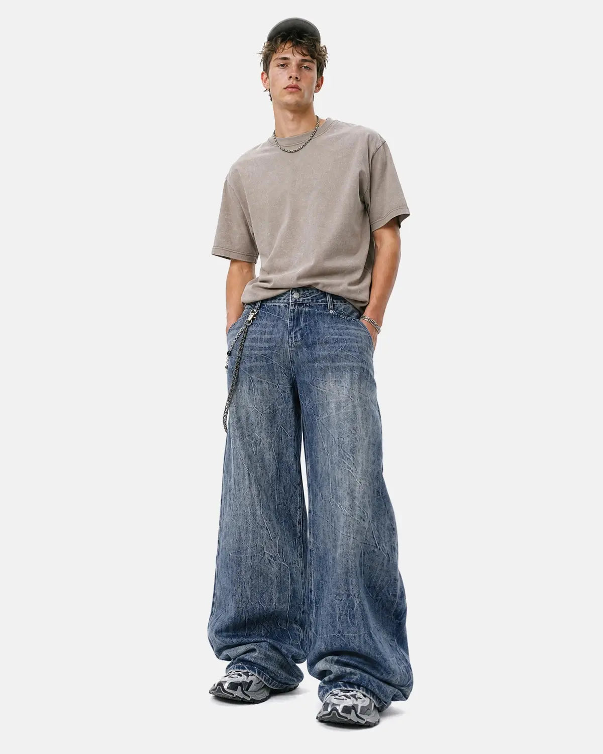 Textured Wash Baggy Jeans | Inflation Streetwear