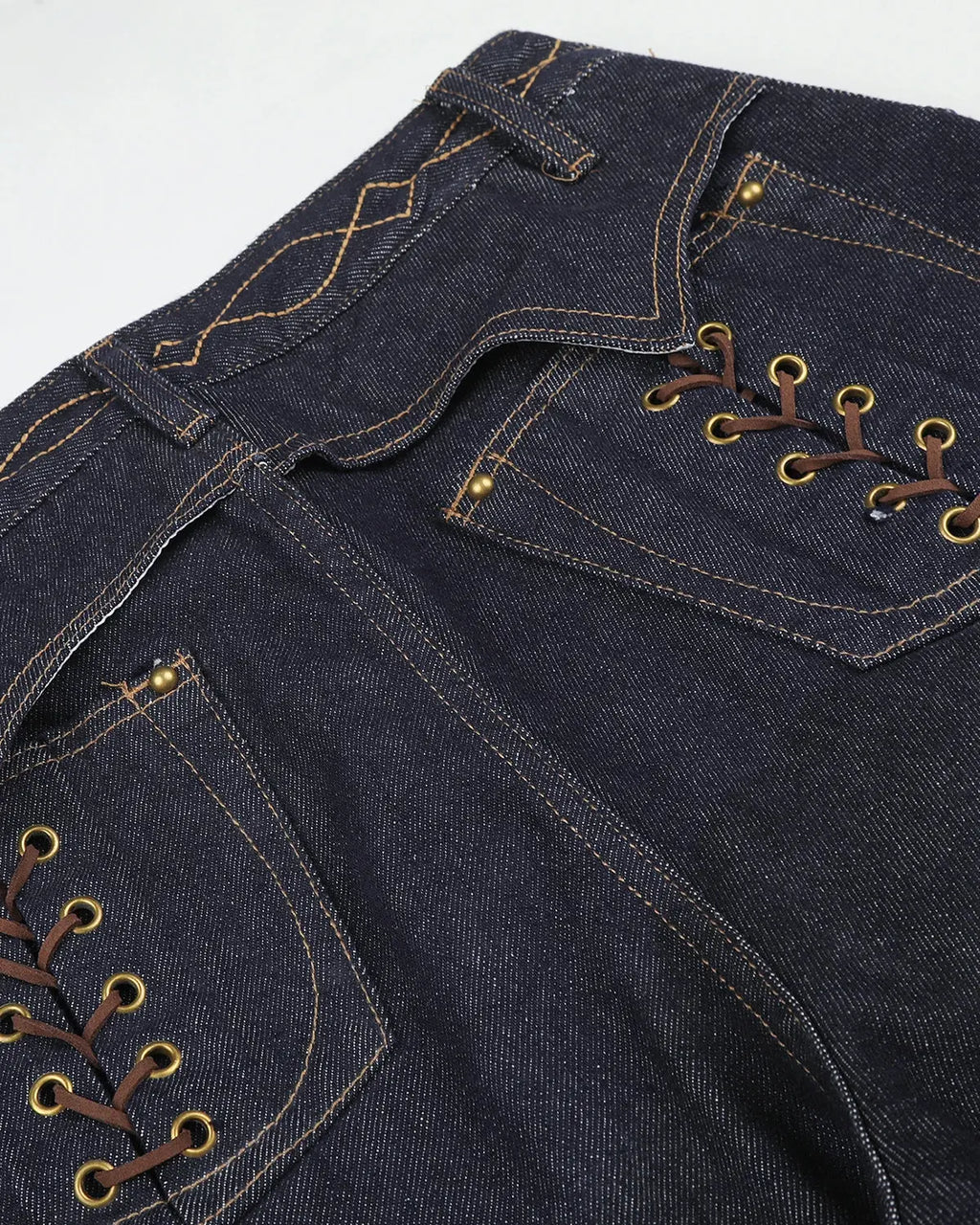Side Lace-Up Raw Baggy Jeans | Inflation Streetwear