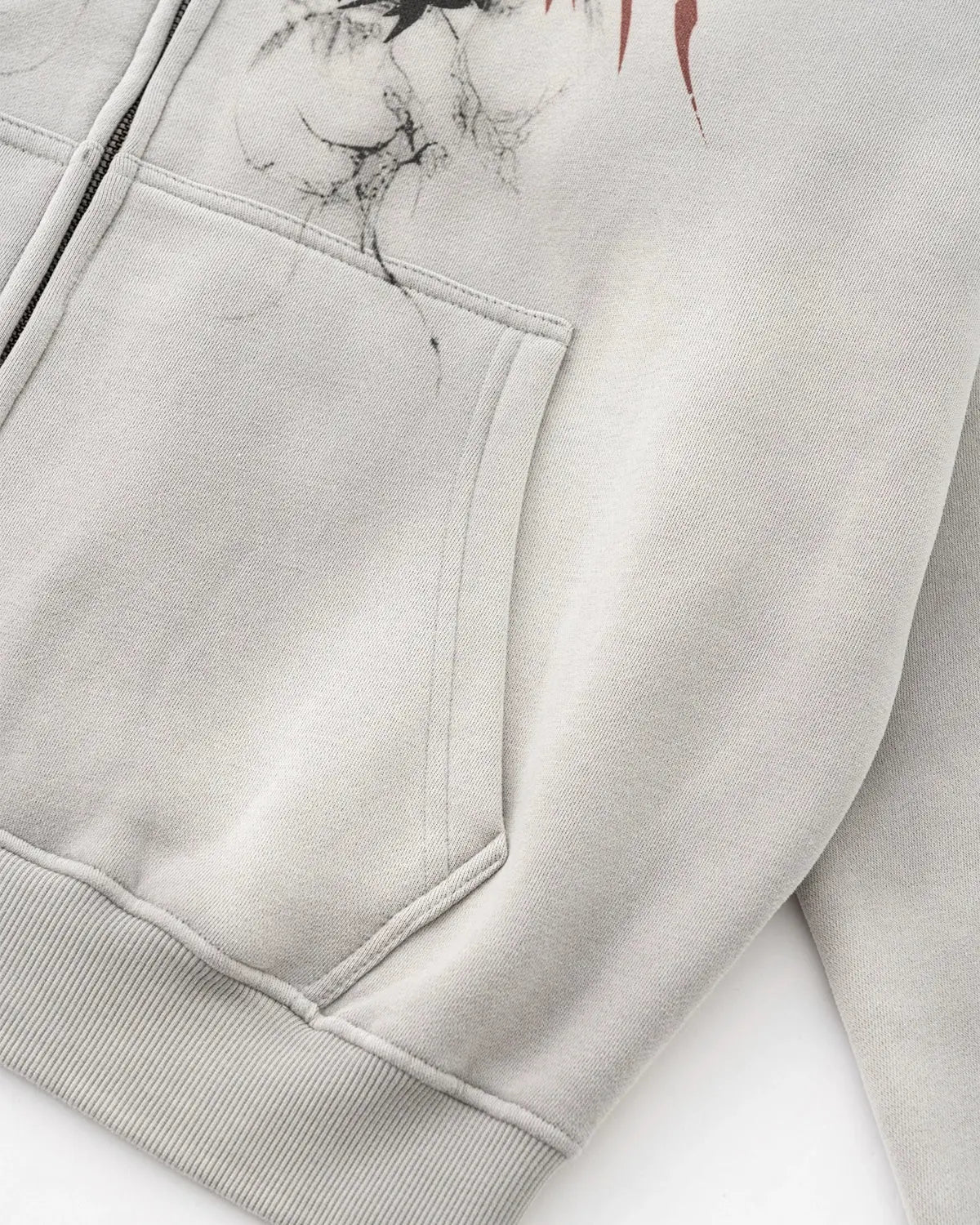 INFLATION Washed Graphic Zip Up Hoodies