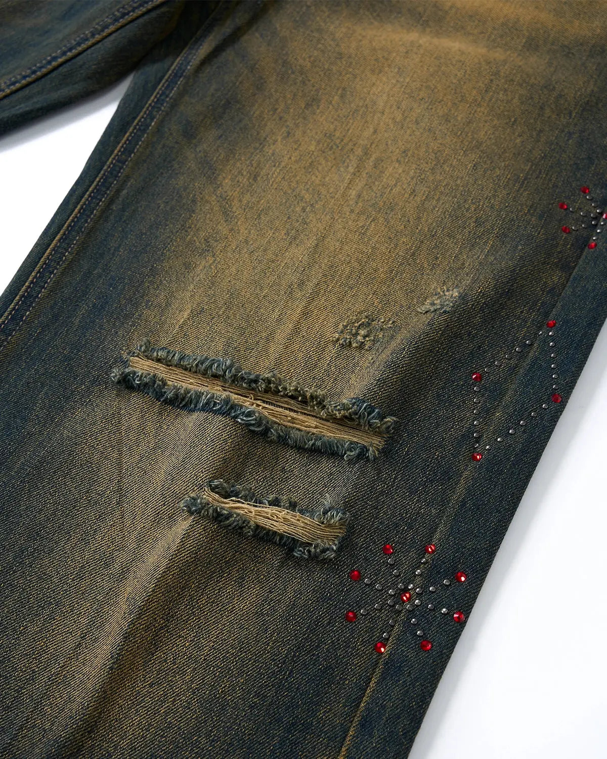 Dirty Wash Rhinestone Baggy Jeans | Inflation Streetwear