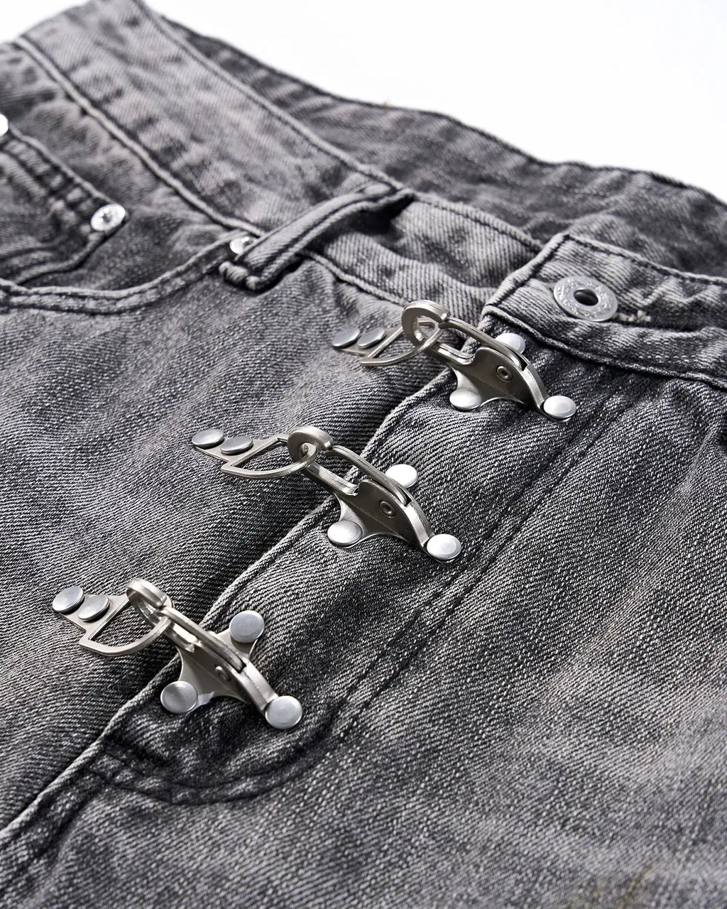 Metal Clasp Washed Barrel Jeans | Inflation Streetwear
