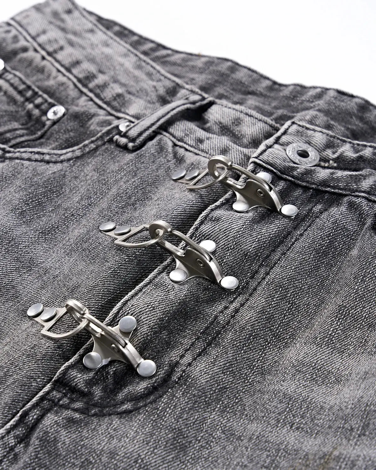 Metal Clasp Washed Barrel Jeans | Inflation Streetwear